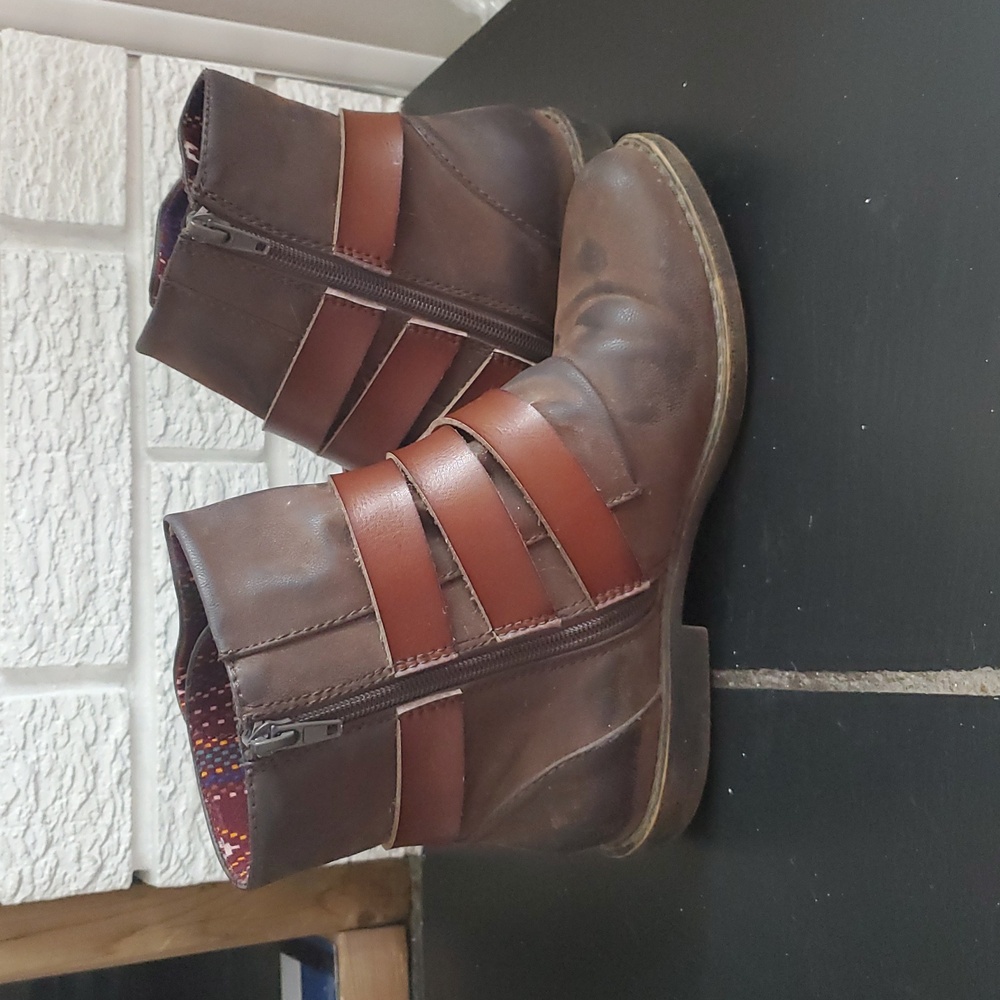 BLOWFISH ALIAS GRAY Leather BOOTIES ANKLE Strap Boho Festival BOOTS WOMENS US 6 - Picture 9 of 10